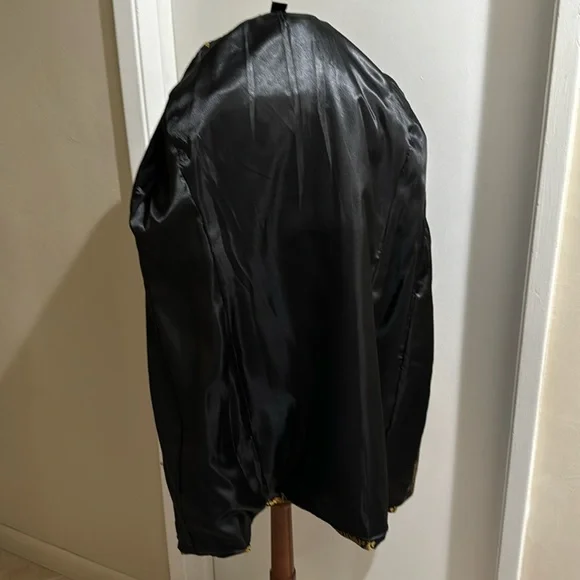 Carole Little Vintage Brocade Richly Decorative Black Gold Duster Coat Size 10 - Picture 10 of 12